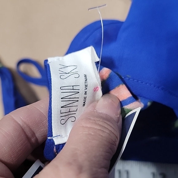 Sienna Sky Size S Royal Blue with Tropical Leaf Pattern Camisole, NEW with Tag - Picture 10 of 12